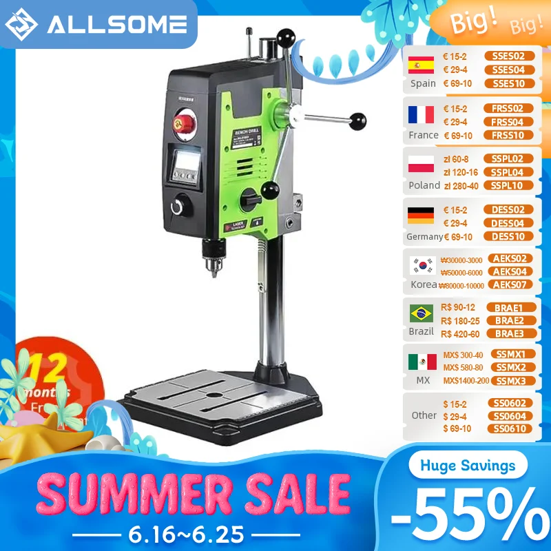 ALLSOME 6-Speed Benchtop Drill Press
