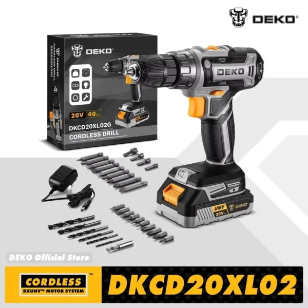Cordless Electric Drill with 18+1 Torque Screwdriver