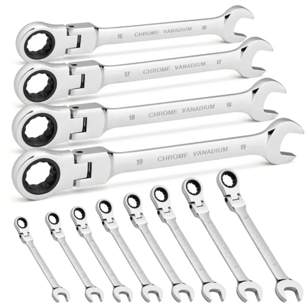 Flex-Head Ratcheting Combination Wrench Set